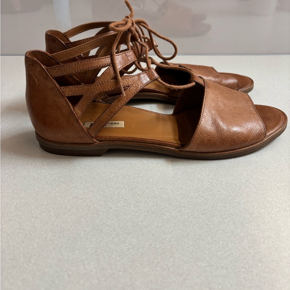 Paul Green Brown Leather Sandals with Cutout Details